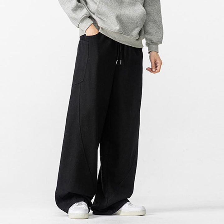 Pantaloni da uomo in cotone con coulisse e tasche, Buddha Stones Fall Pure Color - image 32