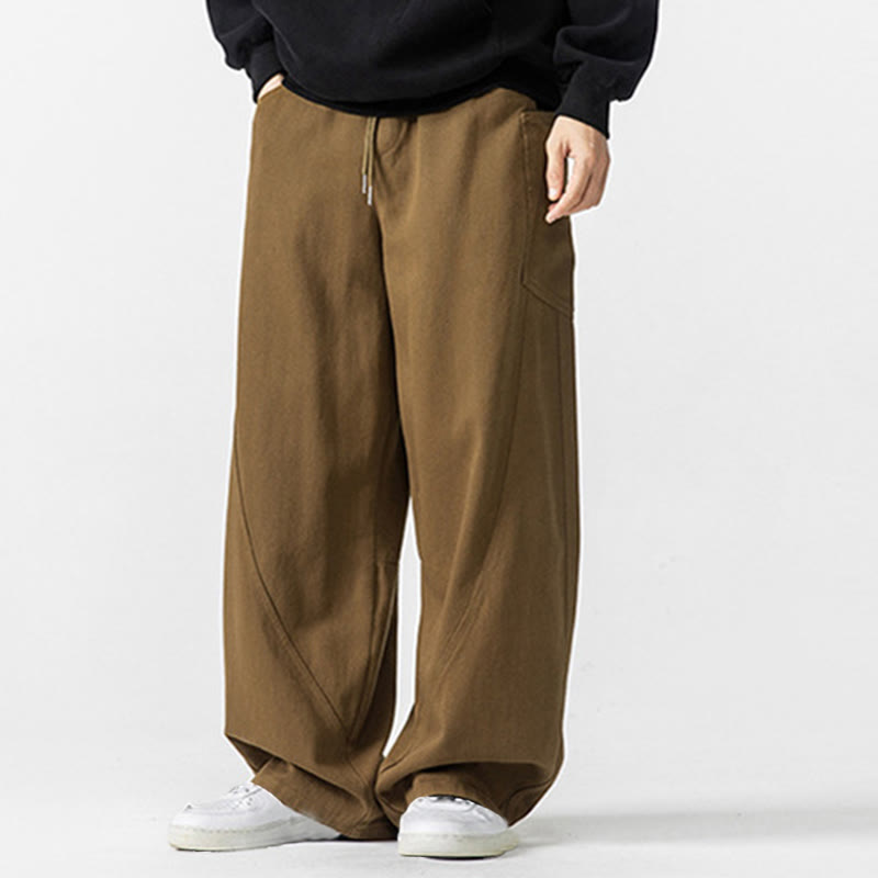 Pantaloni da uomo in cotone con coulisse e tasche, Buddha Stones Fall Pure Color - image 19