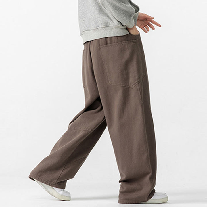 Pantaloni da uomo in cotone con coulisse e tasche, Buddha Stones Fall Pure Color - image 6