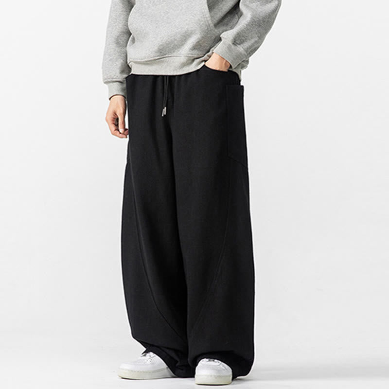 Pantaloni da uomo in cotone con coulisse e tasche, Buddha Stones Fall Pure Color - image 27