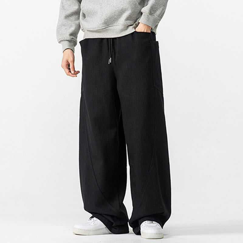 Pantaloni da uomo in cotone con coulisse e tasche, Buddha Stones Fall Pure Color - image 26