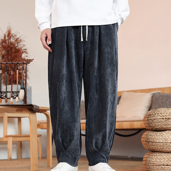 Pantaloni da uomo in cotone con tasche, casual, tinta unita e design semplice, con Buddha Stones - image 18