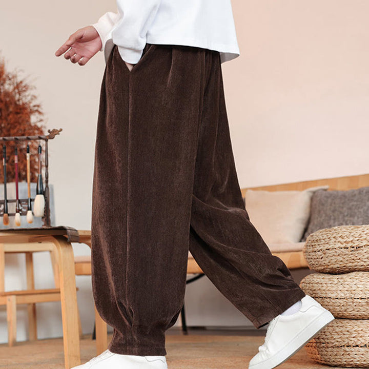 Pantaloni da uomo in cotone con tasche, casual, tinta unita e design semplice, con Buddha Stones - image 4