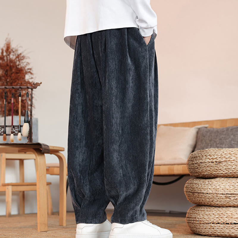Pantaloni da uomo in cotone con tasche, casual, tinta unita e design semplice, con Buddha Stones - image 22