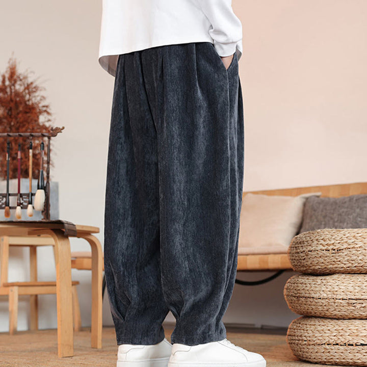 Pantaloni da uomo in cotone con tasche, casual, tinta unita e design semplice, con Buddha Stones - image 22