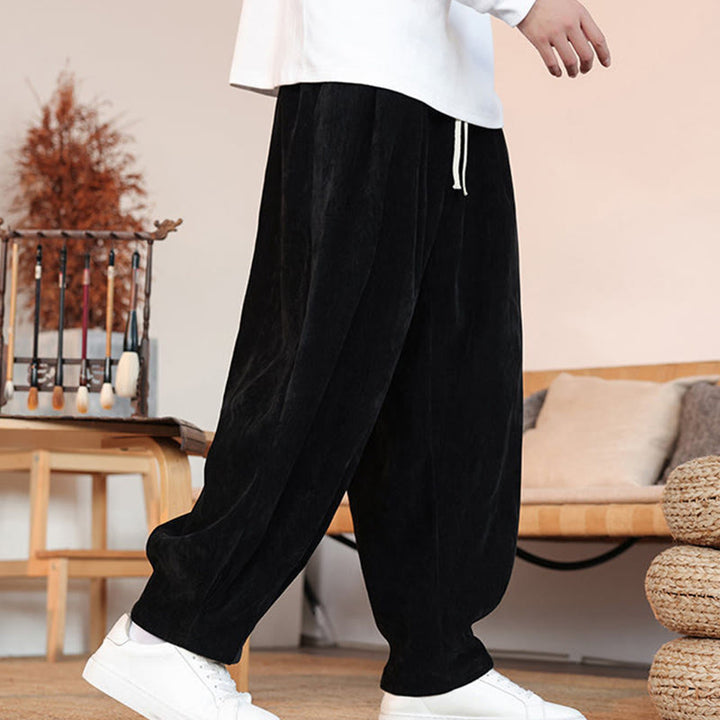 Pantaloni da uomo in cotone con tasche, casual, tinta unita e design semplice, con Buddha Stones - image 11