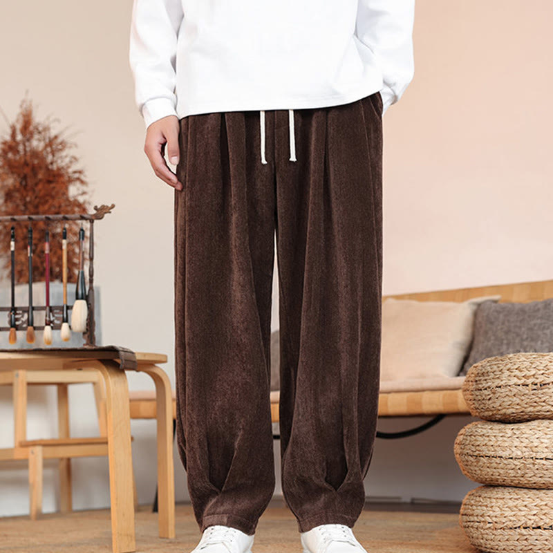 Pantaloni da uomo in cotone con tasche, casual, tinta unita e design semplice, con Buddha Stones - image 1