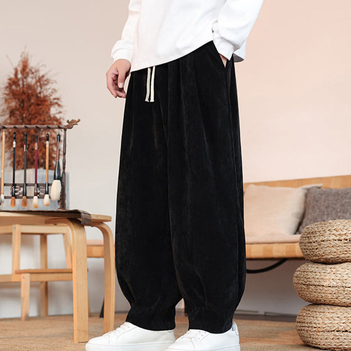 Pantaloni da uomo in cotone con tasche, casual, tinta unita e design semplice, con Buddha Stones - image 16