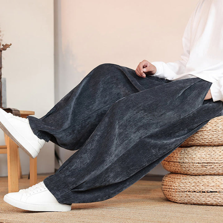 Pantaloni da uomo in cotone con tasche, casual, tinta unita e design semplice, con Buddha Stones - image 24