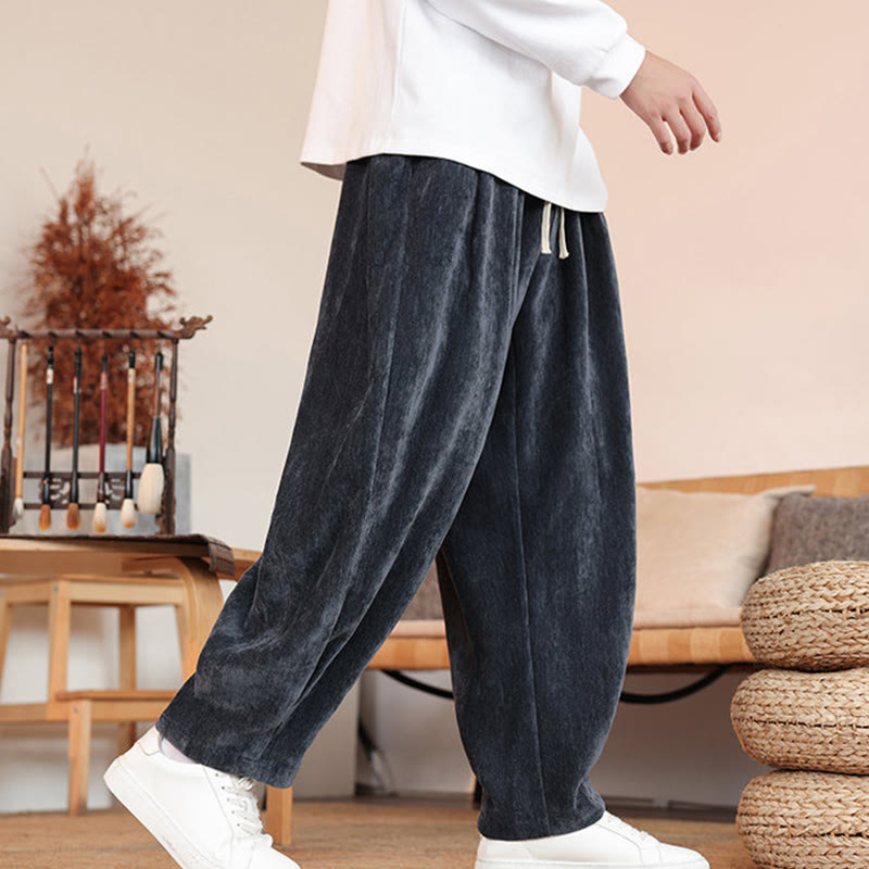 Pantaloni da uomo in cotone con tasche, casual, tinta unita e design semplice, con Buddha Stones - image 21