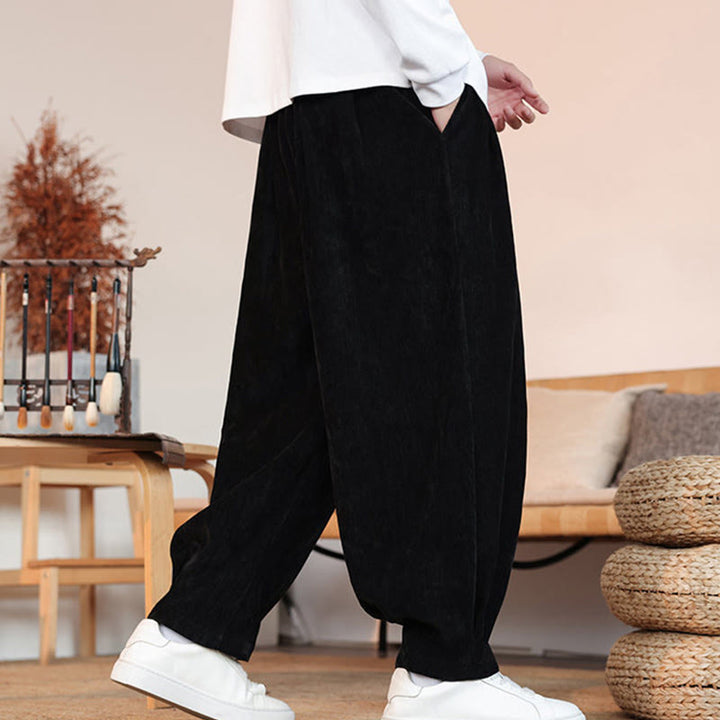 Pantaloni da uomo in cotone con tasche, casual, tinta unita e design semplice, con Buddha Stones - image 15