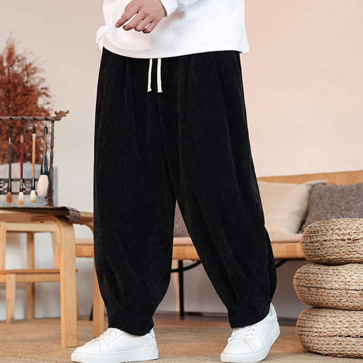 Pantaloni da uomo in cotone con tasche, casual, tinta unita e design semplice, con Buddha Stones - image 12