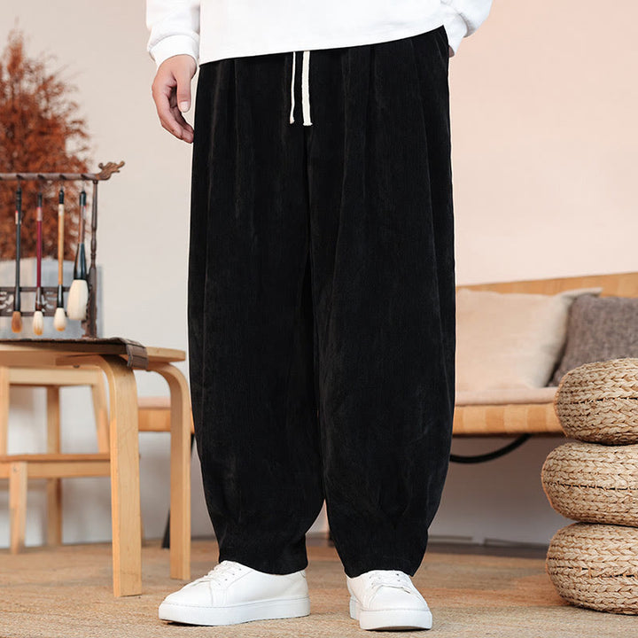 Pantaloni da uomo in cotone con tasche, casual, tinta unita e design semplice, con Buddha Stones - Nero - US/UK/AU46, EU56 (5XL) - image 9