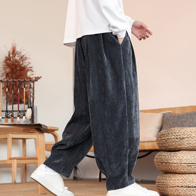 Pantaloni da uomo in cotone con tasche, casual, tinta unita e design semplice, con Buddha Stones - image 23