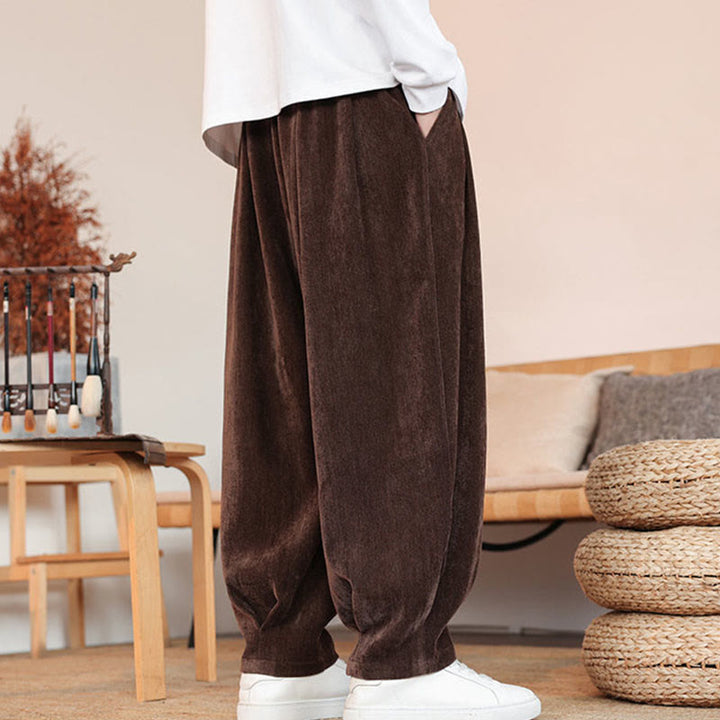Pantaloni da uomo in cotone con tasche, casual, tinta unita e design semplice, con Buddha Stones - image 3