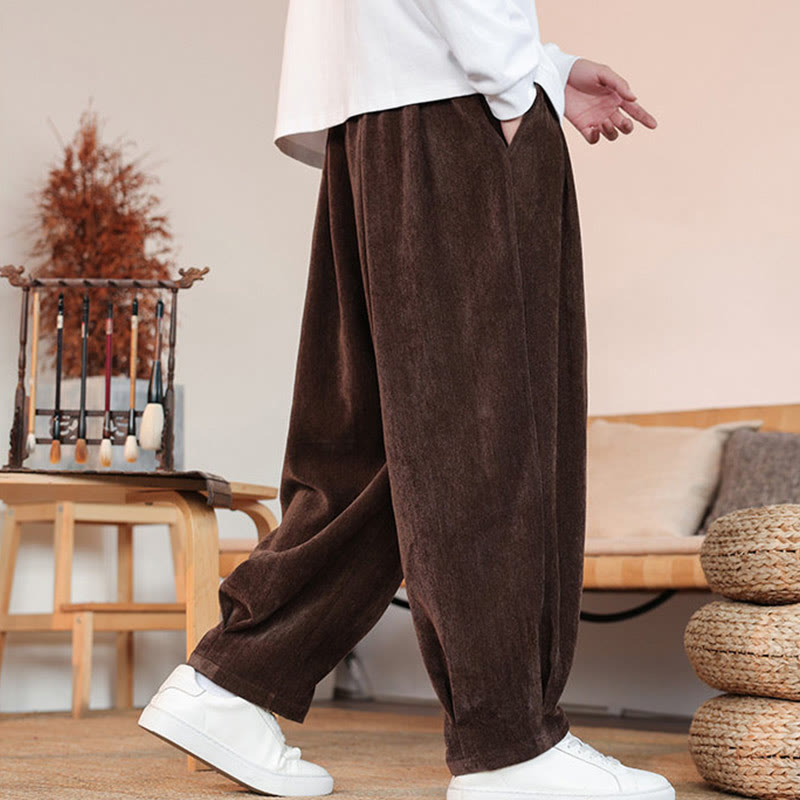 Pantaloni da uomo in cotone con tasche, casual, tinta unita e design semplice, con Buddha Stones - image 5