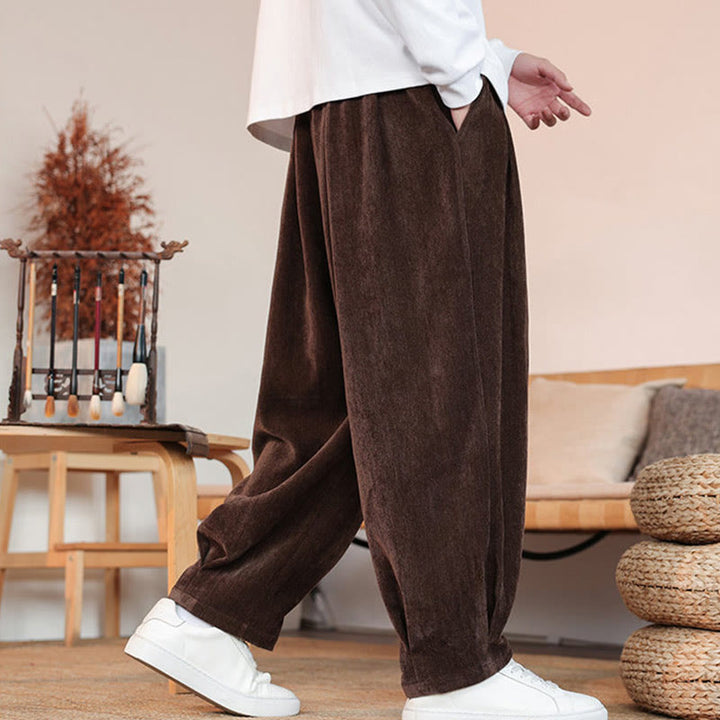 Pantaloni da uomo in cotone con tasche, casual, tinta unita e design semplice, con Buddha Stones - image 5