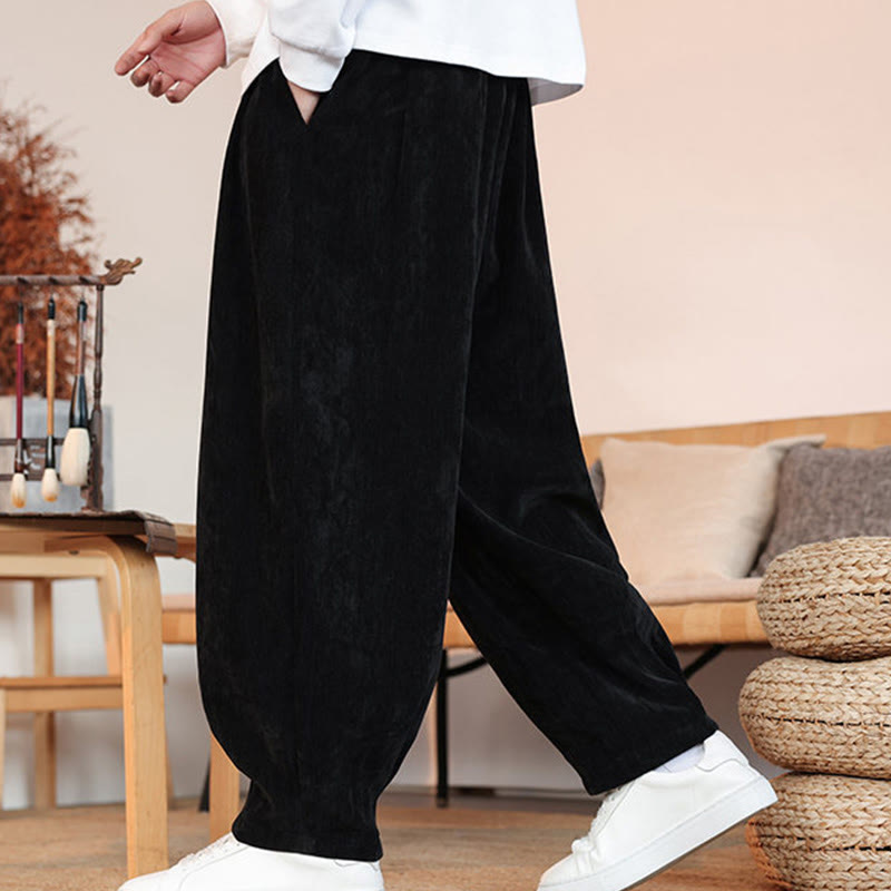 Pantaloni da uomo in cotone con tasche, casual, tinta unita e design semplice, con Buddha Stones - image 14