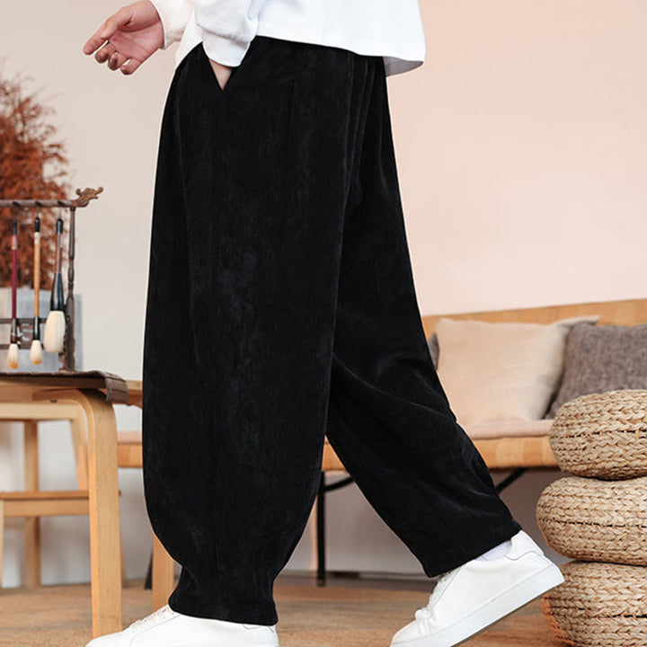 Pantaloni da uomo in cotone con tasche, casual, tinta unita e design semplice, con Buddha Stones - image 14