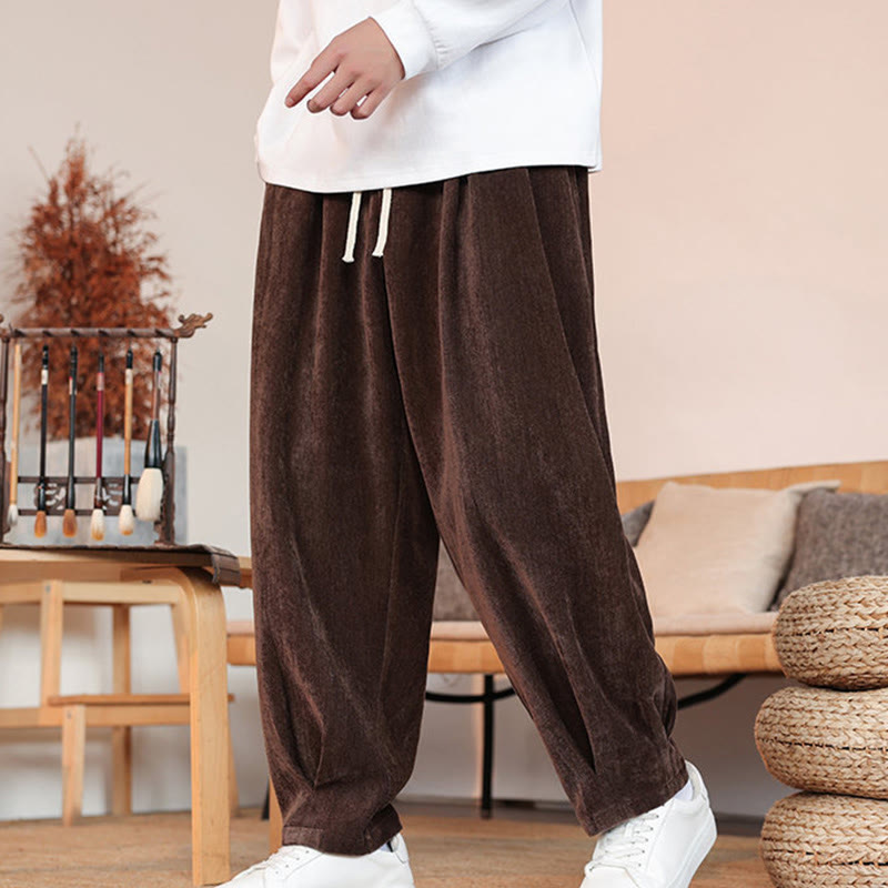 Pantaloni da uomo in cotone con tasche, casual, tinta unita e design semplice, con Buddha Stones - image 2