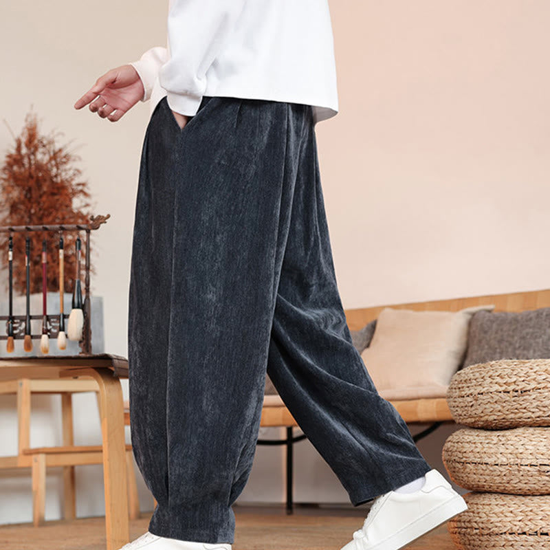 Pantaloni da uomo in cotone con tasche, casual, tinta unita e design semplice, con Buddha Stones - image 19