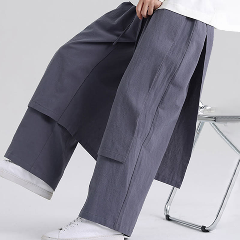 Pantaloni da uomo in cotone con tasche e motivo patchwork semplice Buddha Stones - image 6