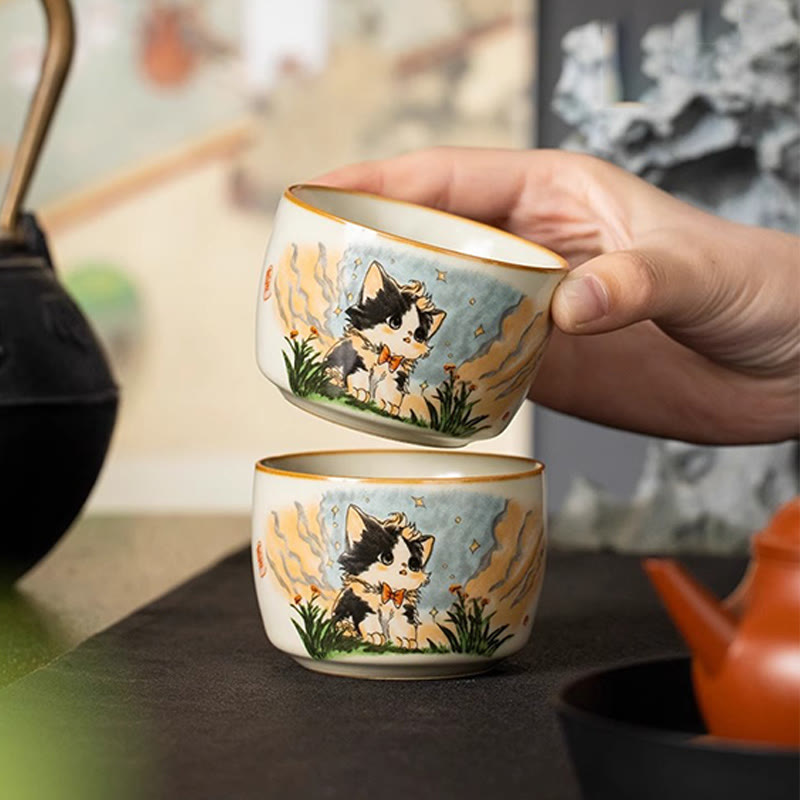 Tazza da tè Kung Fu con fiocco e gatto, motivo: Buddha Stones - image 6