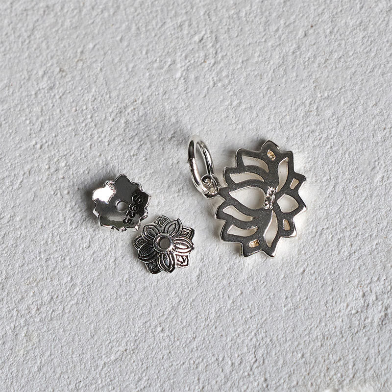 Bracciale della fortuna in argento sterling 925 con pietre di loto e giada ciano naturale Buddha Stones - image 5