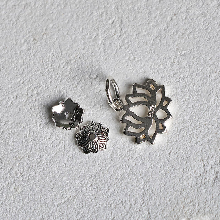 Bracciale della fortuna in argento sterling 925 con pietre di loto e giada ciano naturale Buddha Stones - image 5