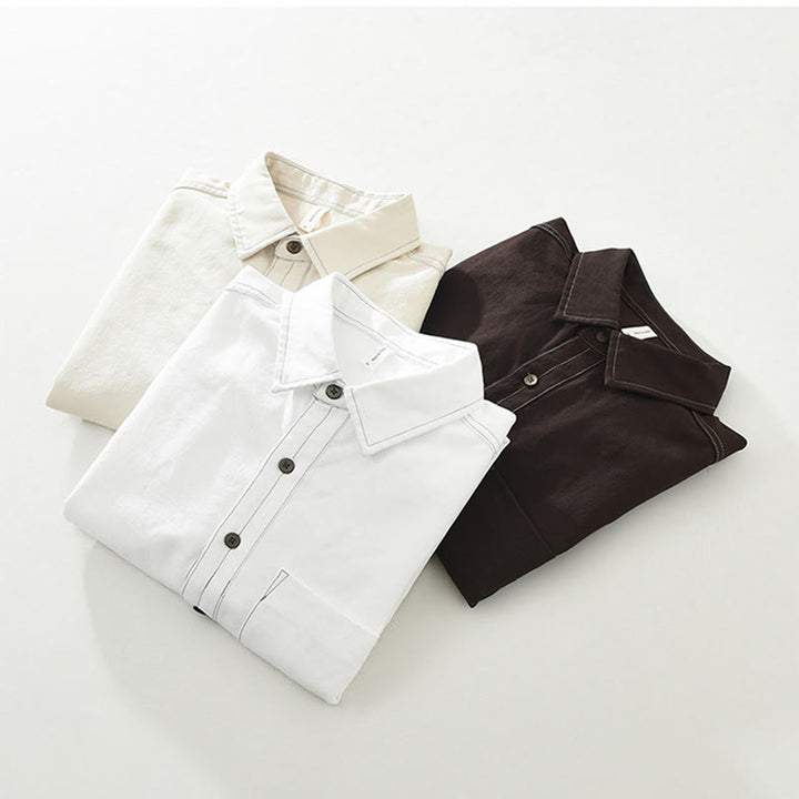 Camicia da uomo a maniche lunghe con bottoni Buddha Stones Commute e tasca - image 16