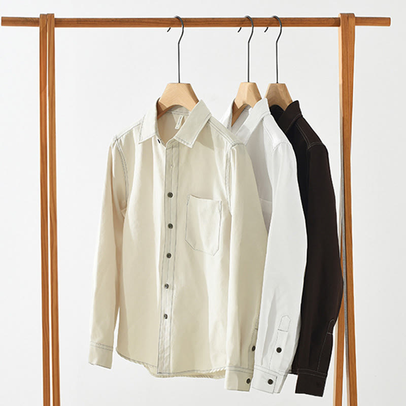Camicia da uomo a maniche lunghe con bottoni Buddha Stones Commute e tasca - image 17