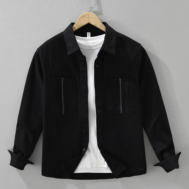 Camicia da uomo a maniche lunghe con bottoni Buddha Stones Spring Commute, in cotone, con tasche - Nero - US/UK/AU42, EU52 (3XL) - image 0
