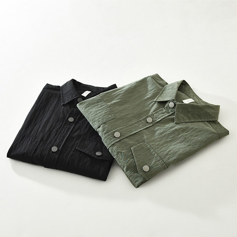 Camicia da uomo con tasche, maniche lunghe e bottoni, design semplice, motivo Buddha Stones Daily - image 15