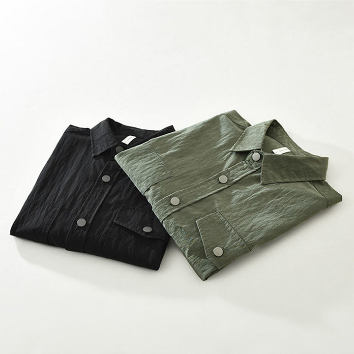 Camicia da uomo con tasche, maniche lunghe e bottoni, design semplice, motivo Buddha Stones Daily - image 15