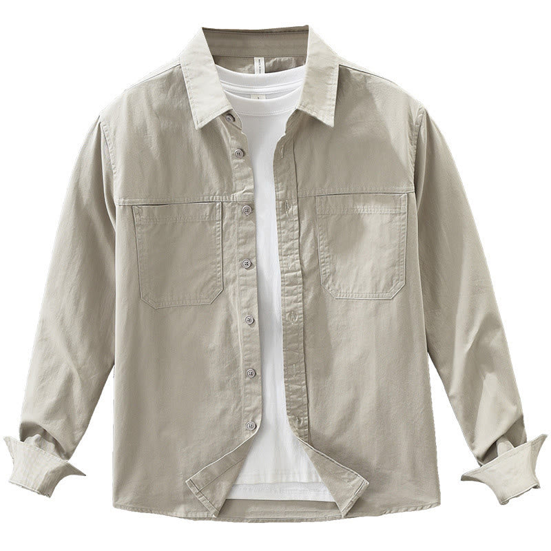 Camicia da uomo a maniche lunghe in puro cotone con tasche e bottoni semplici, motivo Buddha Stones Daily - image 14