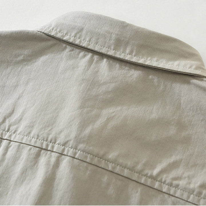 Camicia da uomo a maniche lunghe in puro cotone con tasche e bottoni semplici, motivo Buddha Stones Daily - image 3