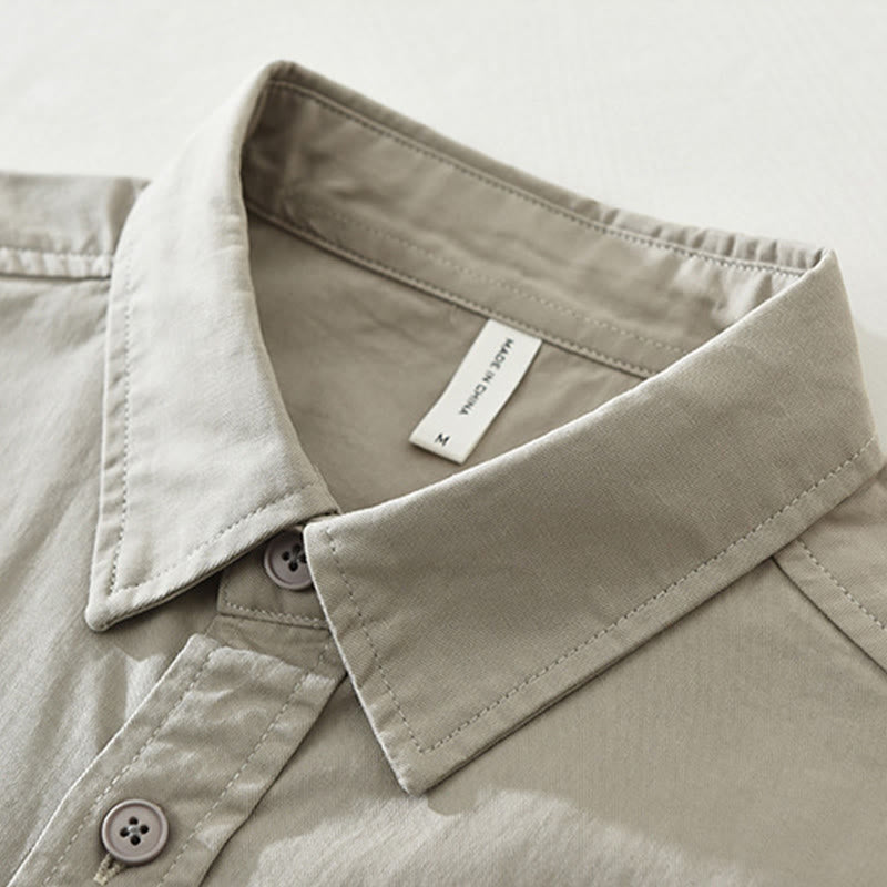 Camicia da uomo a maniche lunghe in puro cotone con tasche e bottoni semplici, motivo Buddha Stones Daily - image 2