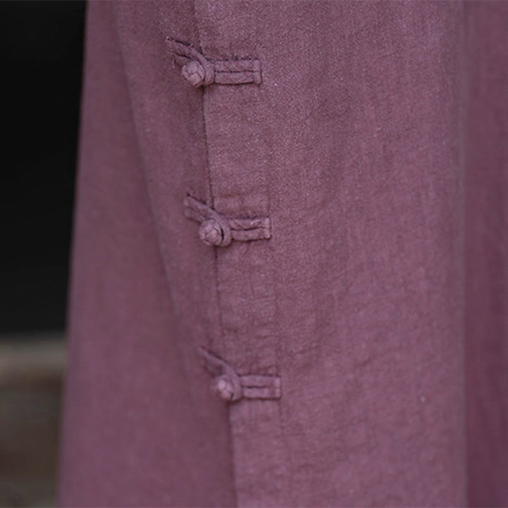 Buddha Stones midi in lino e cotone con maniche lunghe e tasche, motivo cinese a rana, motivo Buddha Stones Fall - image 15