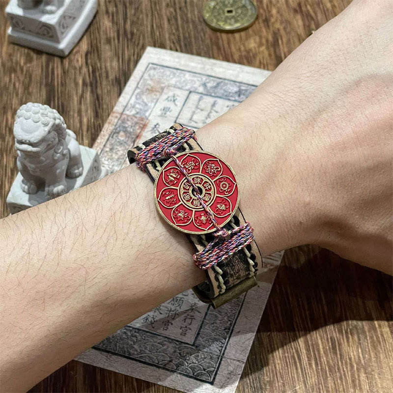 Bracciale con cinturino in pelle per orologio, benedizione, Buddha Stones, cinabro, loto, Om Mani Padme Hum  - image 4