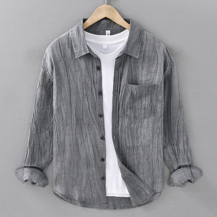 Camicie da uomo in lino ramia con Buddha Stones - Grigio - US/UK/AU42, EU52 (3XL) - image 4