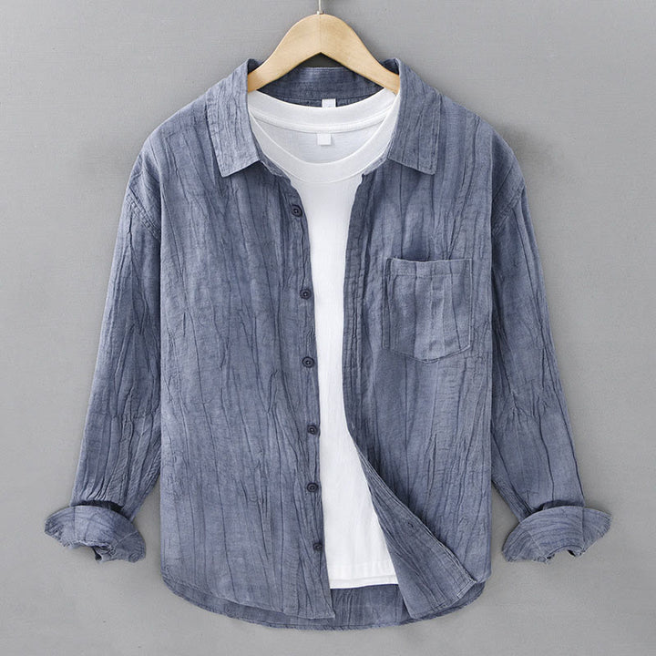 Camicie da uomo in lino ramia con Buddha Stones - BluAcciaioChiaro - US/UK/AU42, EU52 (3XL) - image 0