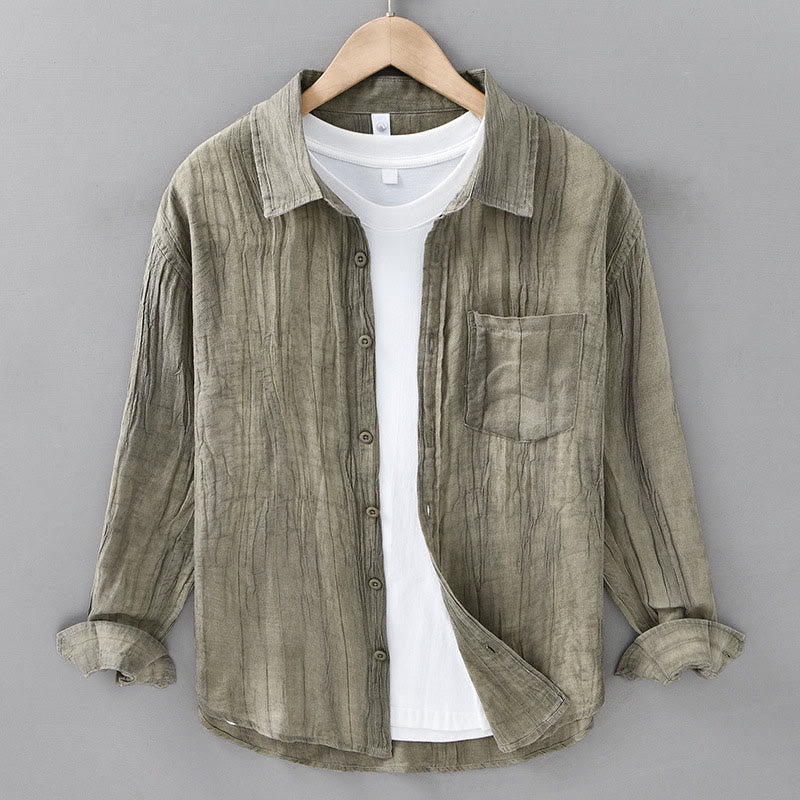 Camicie da uomo in lino ramia con Buddha Stones - DarkKhaki - US/UK/AU42, EU52 (3XL) - image 8