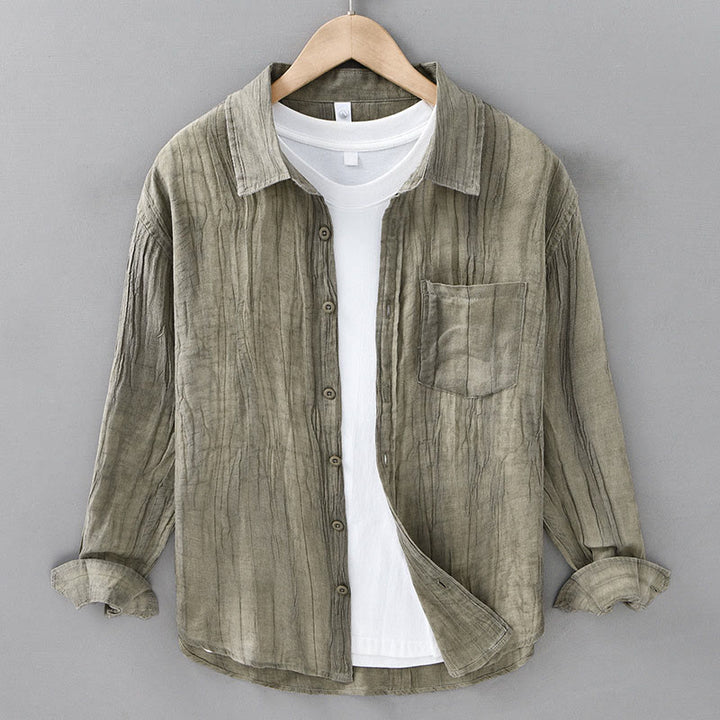 Camicie da uomo in lino ramia con Buddha Stones - DarkKhaki - US/UK/AU42, EU52 (3XL) - image 8