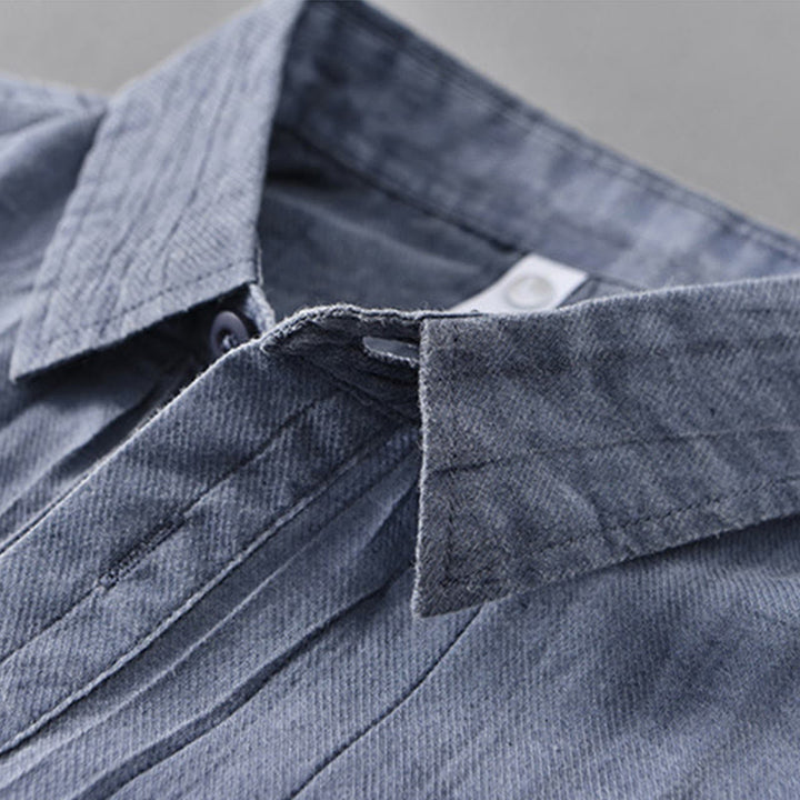 Camicie da uomo in lino ramiè con maniche lunghe e collo alto, bottoni a pressione, motivo Buddha Stones - image 12