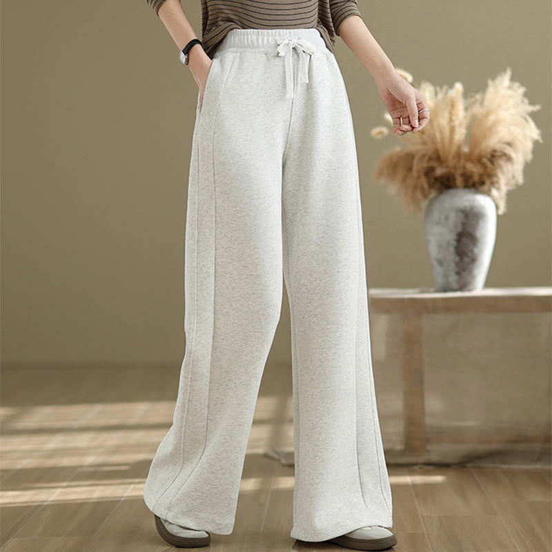 Buddha Stones Pantaloni larghi da donna in cotone casual con tasche - Fumo bianco - US8-10, UK/AU12-14, EU40-42 (2XL) - image 0