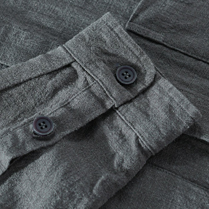 Camicie da uomo in cotone ramiè con maniche lunghe e bottoni, con tasche, motivo Buddha Stones - image 5