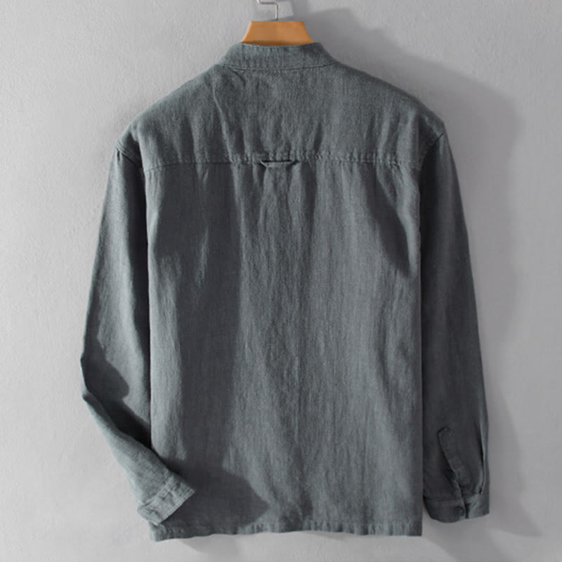 Camicie da uomo in cotone ramiè con maniche lunghe e bottoni, con tasche, motivo Buddha Stones - image 2