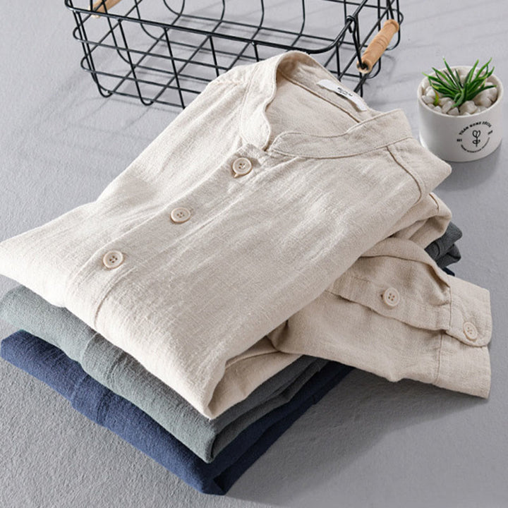 Camicie da uomo in cotone ramiè con maniche lunghe e bottoni, con tasche, motivo Buddha Stones - image 18