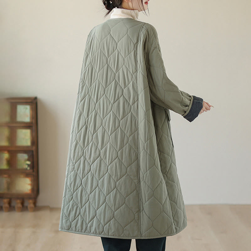 Cappotto imbottito in cotone con tasche e bottoni semplici da donna Buddha Stones - image 1