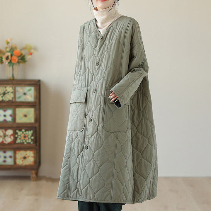 Cappotto imbottito in cotone con tasche e bottoni semplici da donna Buddha Stones - image 2